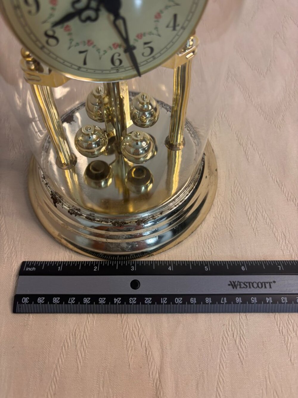 VTG Concordia Quartz Rotating Pendulum Anniversary Dome Clock w/Gold Tone Base - Picture 9 of 12